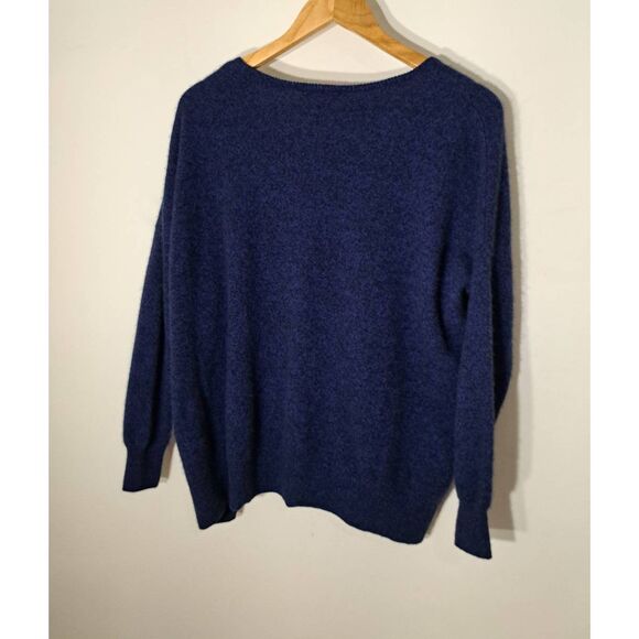 Aqua cashmere womens large blue cashmere sweater zip azure blue cobalt - Picture 6 of 9